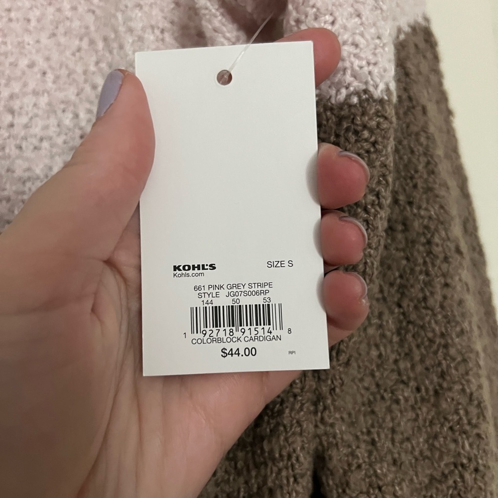 NWT SO BY KOHLS MULTICOLOR STRIPED CARDIGAN SZ S $44 VALUE - Picture 4 of 4
